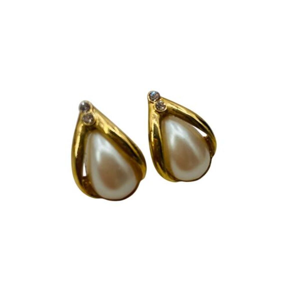Vintage Avon Faux pearl‎ gold earrings